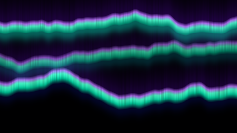 Domain-warped curtains of light in classic aurora colors