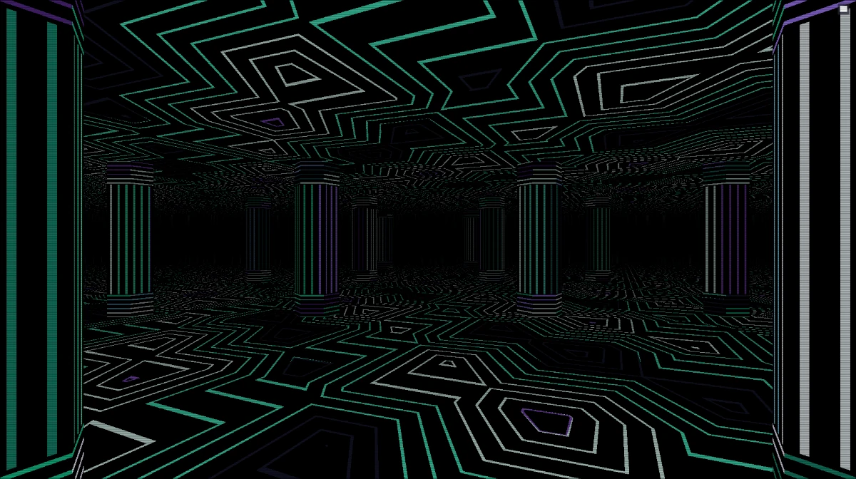 Colorful geometric 90s inspired temple screensaver