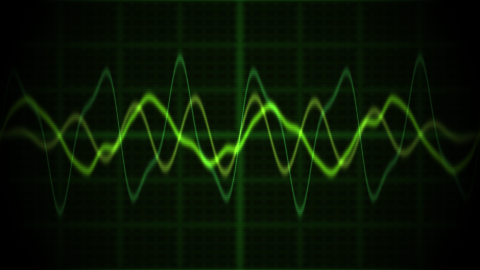 Oscilloscope display with vignette in green