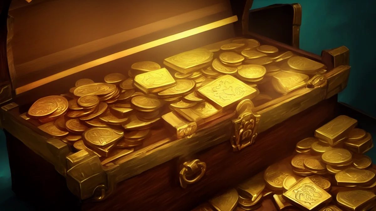 Treasure chest overflowing with gold
